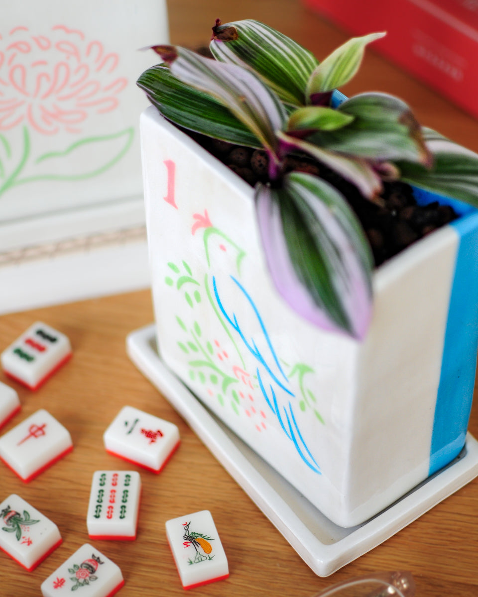 Mahjong planter — Chrysanthemum