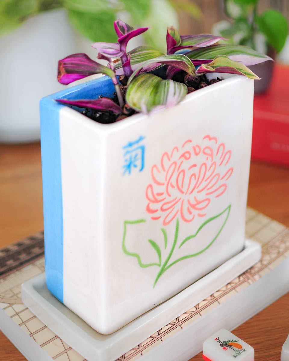 Mahjong planter — Chrysanthemum