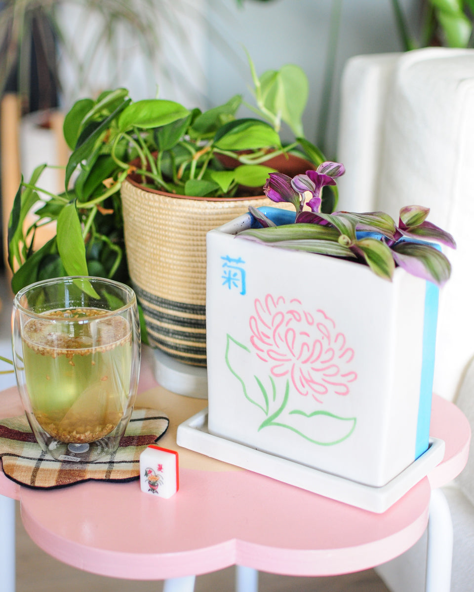 Mahjong planter — Chrysanthemum