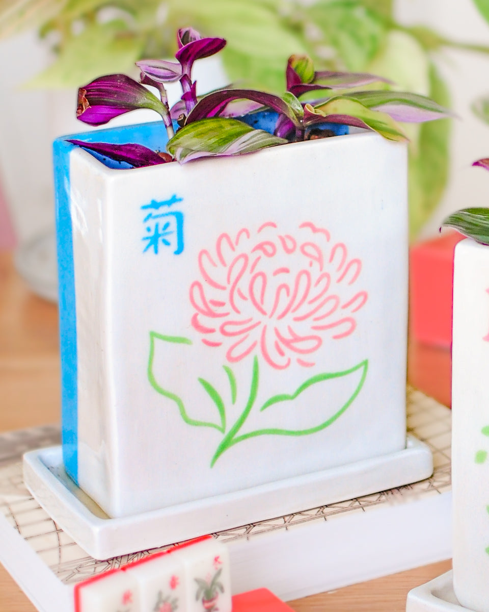 Mahjong planter — Chrysanthemum