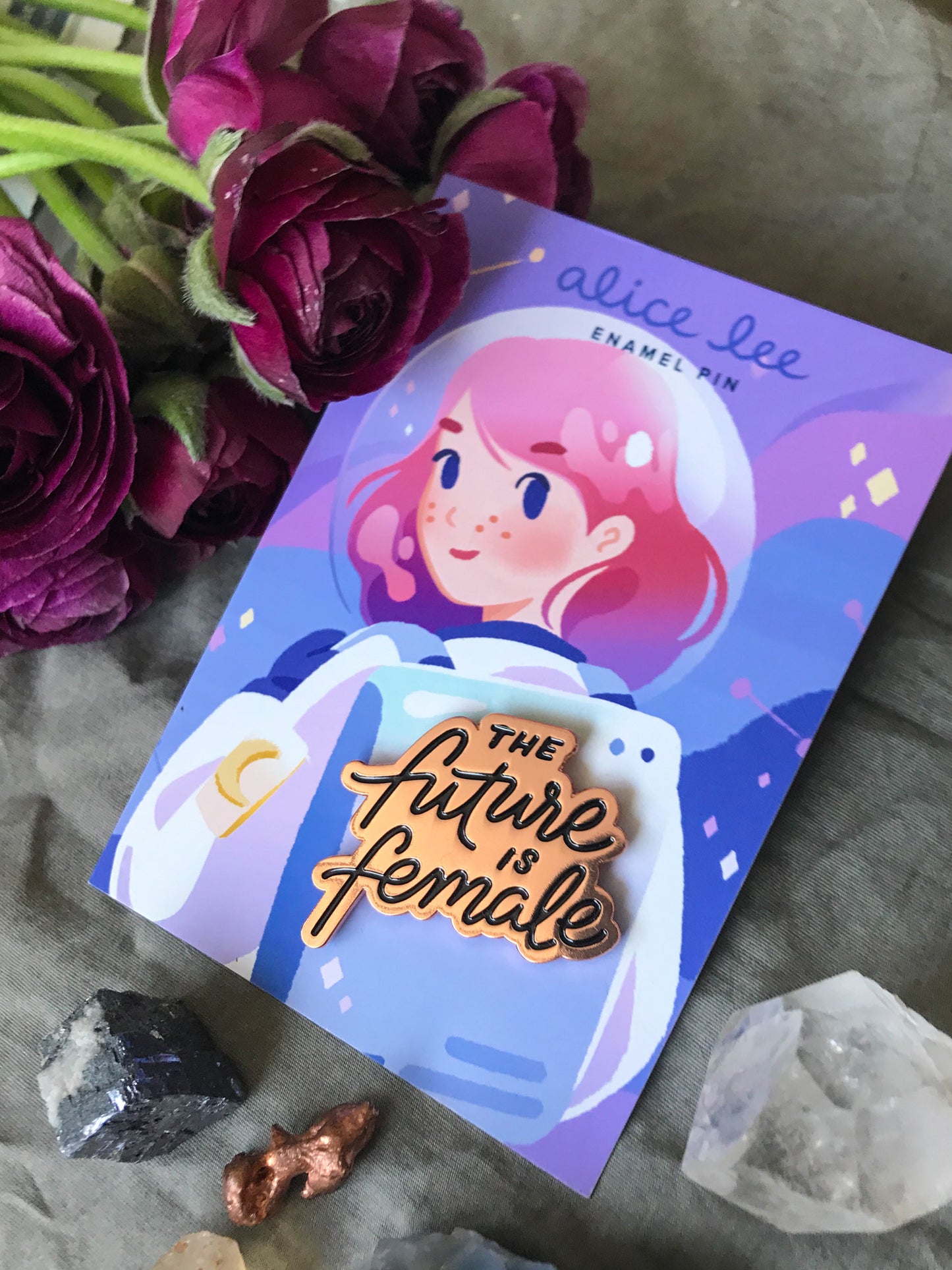 The Future is Female Enamel Pin — Astro Girl
